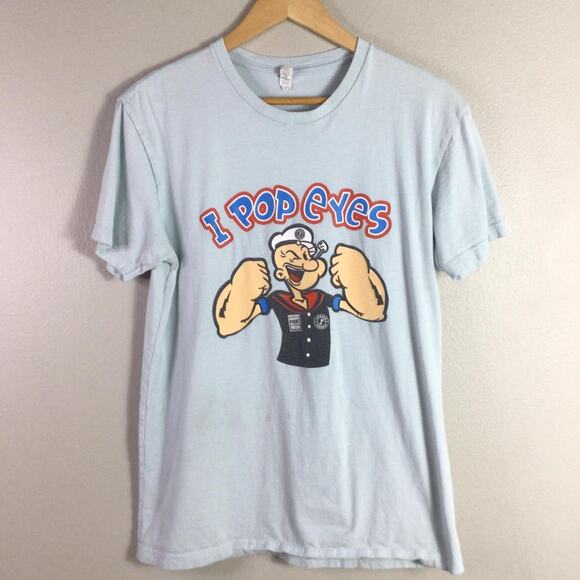 Pistols Fight Wear Popeye I Pop Eyes T Shirt Blue Medium - Picture 1 of 5